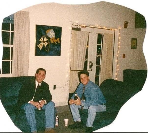 Two Eta Mu brothers sitting together at Greek Court